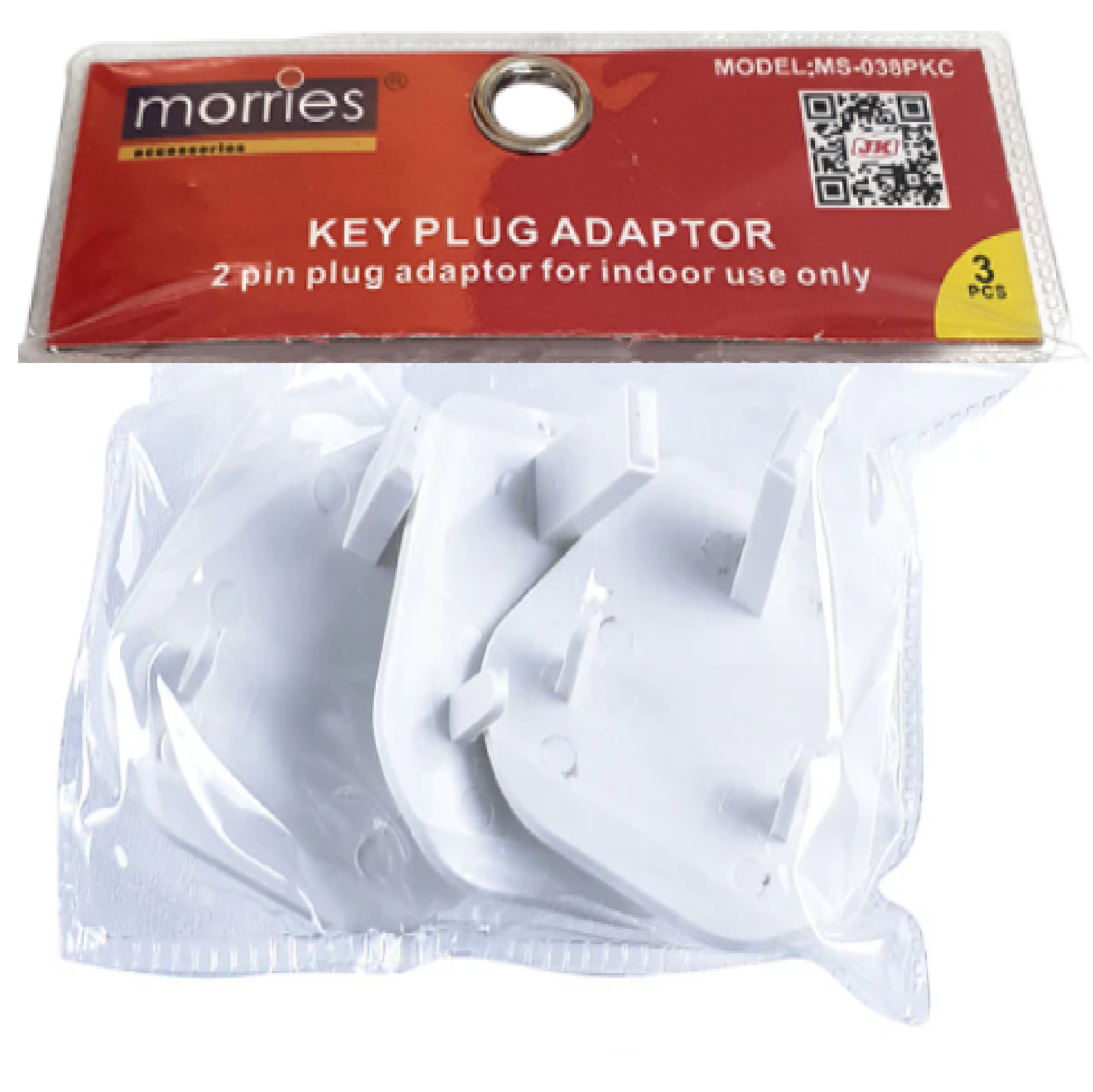 Morries KEY PLUG Cover For Child Baby Safety 3PC/PACK MS039PK WHITE